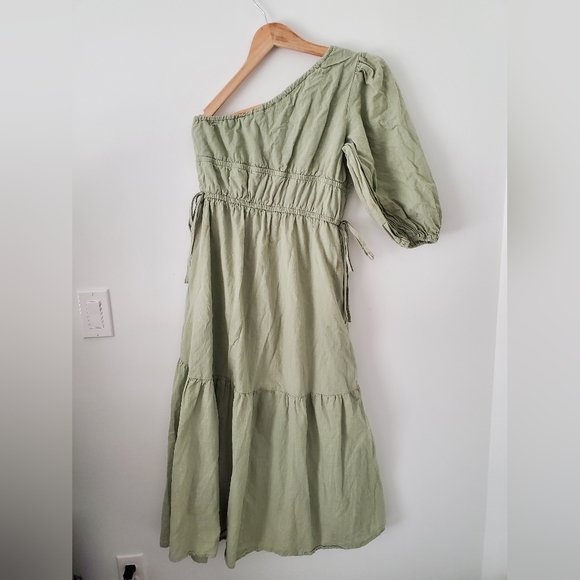 Petal & Pup Annabelle One Shoulder Dress- Sage - Picture 5 of 13